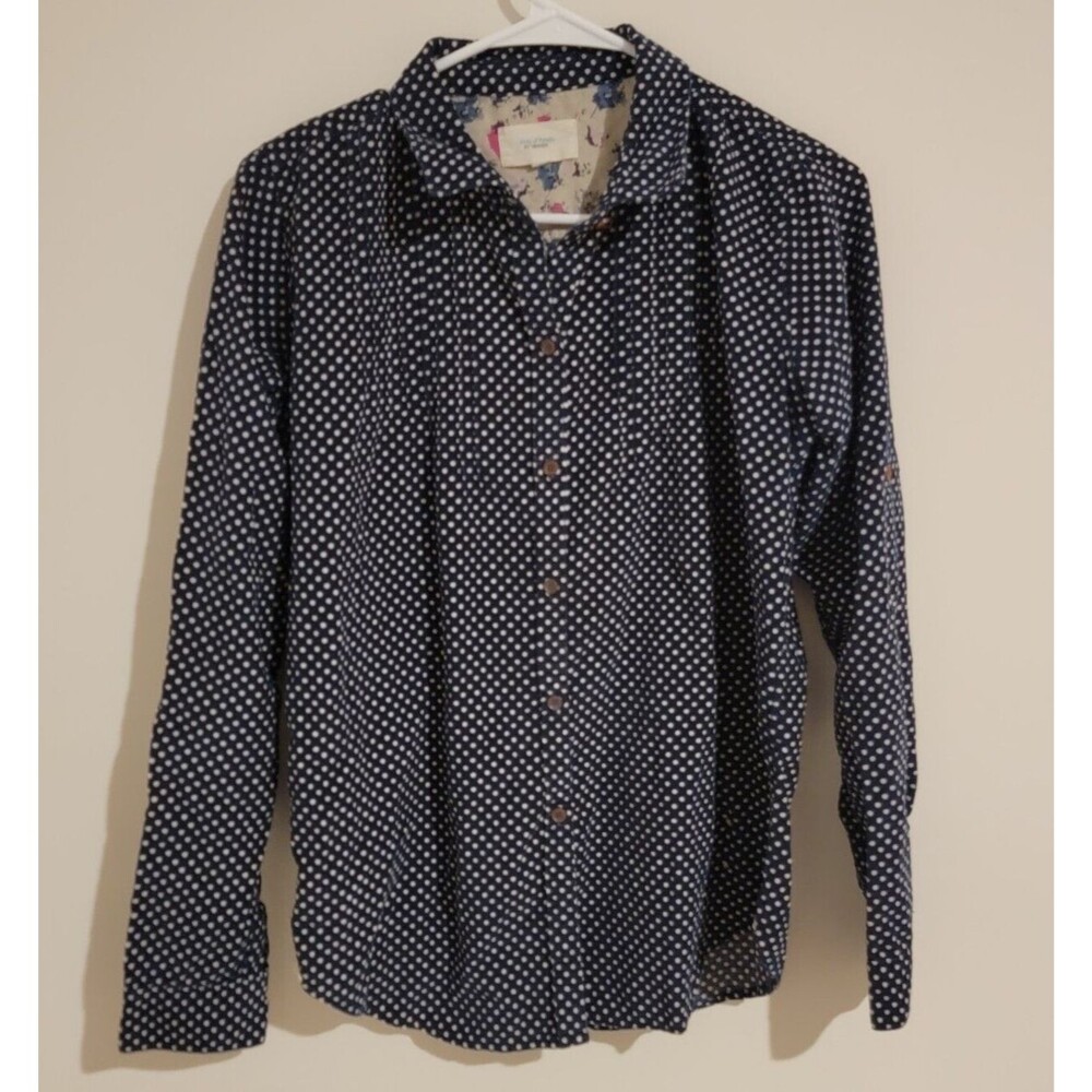 Trovata Womens Button Up Corduroy Shirt‎ Size Small Polka Dot Button Up